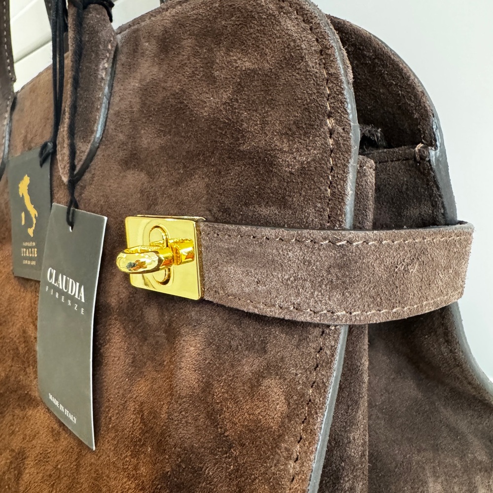 Viral CLAUDIA FIRENZE Chocolate Brown
Suede Leather Tote Satchel Bag 🤎 - Picture 5 of 13